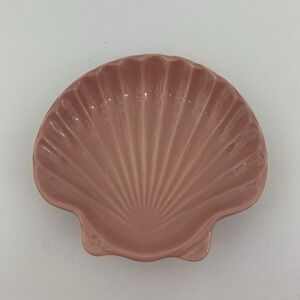 Vintage Mauve Dusty Rose Pink Clam Shell Seashell Ceramic Soap Trinket Dish